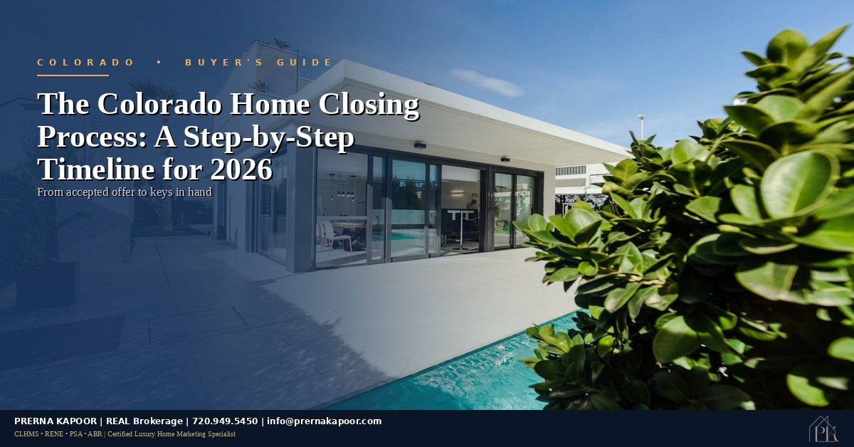 Colorado home closing process timeline showing keys and contract signing