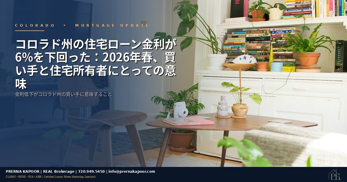 コロラド州の住宅ローン金利が6%を下回った2026年春