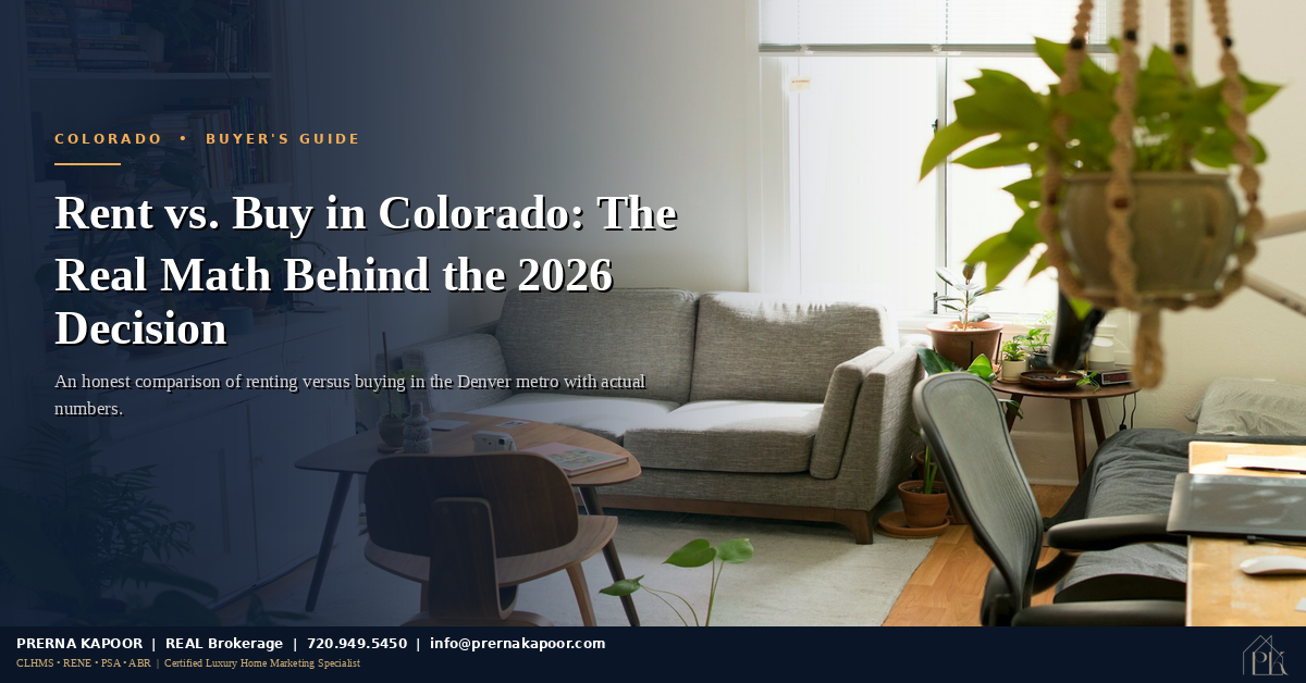 Rent vs Buy in Colorado 2026 cost comparison - modern living room interior