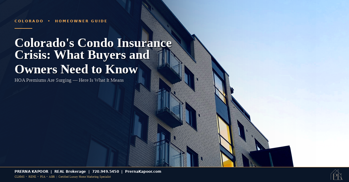 Colorado condominium buildings at sunset representing the insurance crisis