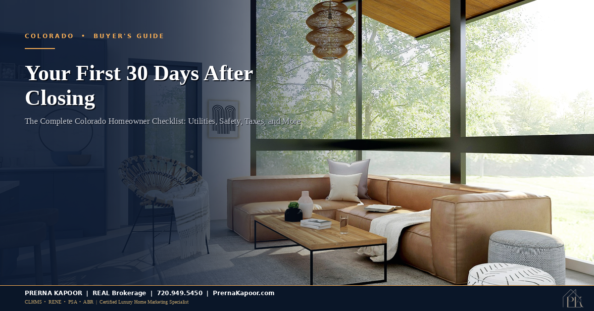 First 30 days after closing on a Colorado home - complete checklist for new homeowners