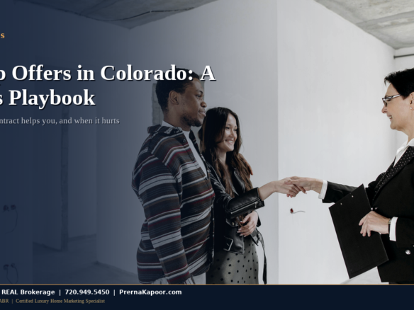 Colorado home sellers reviewing a backup offer at the kitchen table with their agent