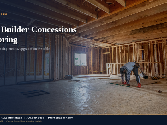 New construction home with builder sign in front yard in Colorado