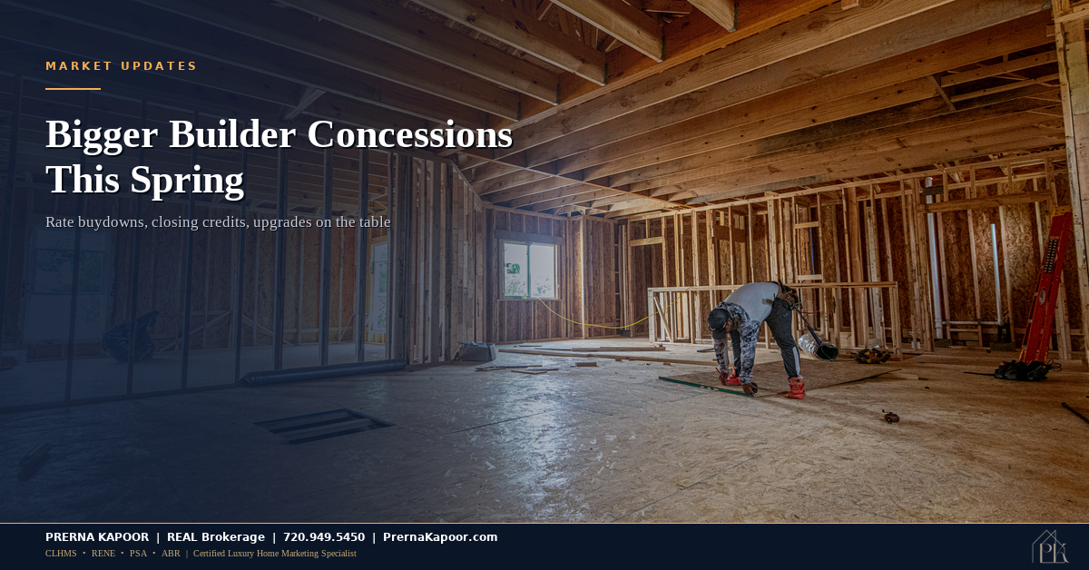 New construction home with builder sign in front yard in Colorado