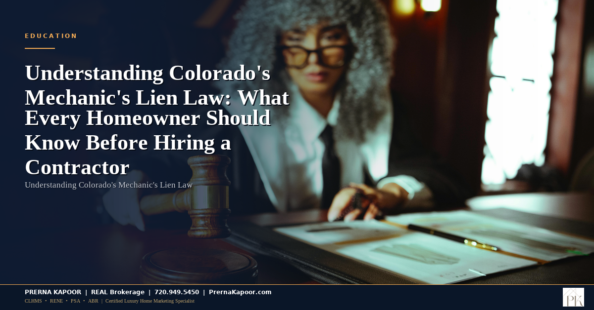 Understanding Colorado’s Mechanic’s Lien Law: What Every Homeowner Should Know Before Hiring a Contractor