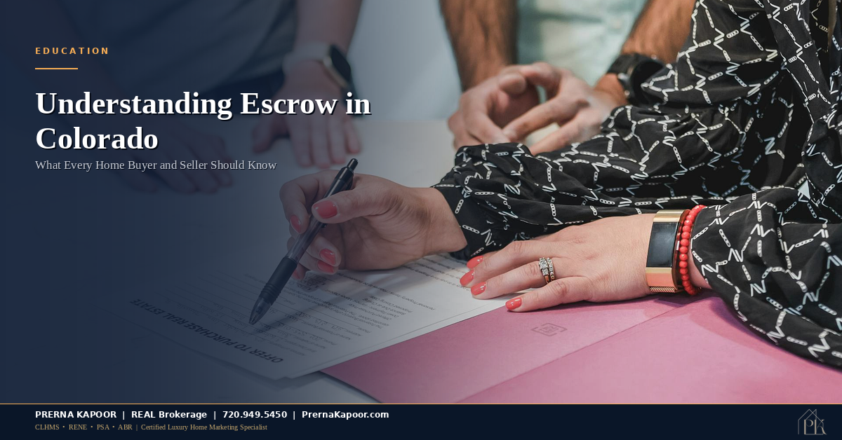 Real estate closing document signing at a title company in Colorado