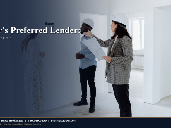 Colorado new construction home buyer reviewing loan documents with builder lender paperwork