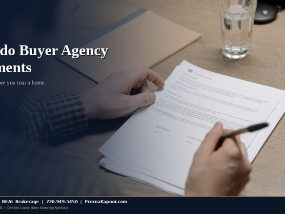 Colorado buyer agency agreement document with a pen before a home tour