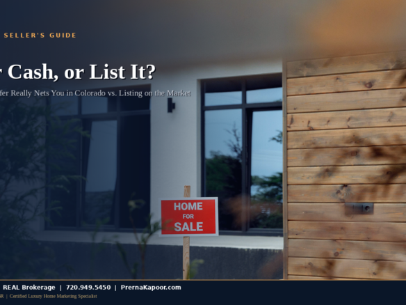 Colorado home with for sale sign, cash offer vs listing