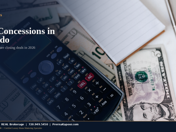 Calculator and cash representing a Colorado seller concession and rate buydown
