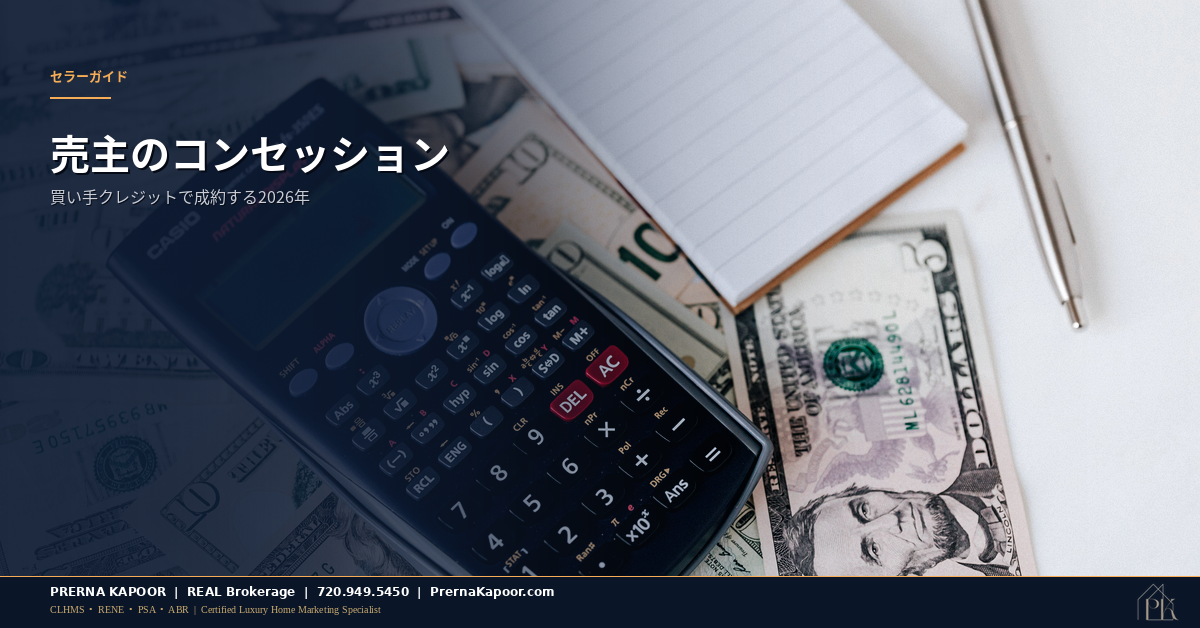 電卓と現金(コロラドの売主コンセッションと金利買い下げ費用のイメージ)