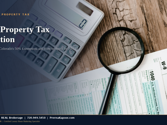 Colorado senior property tax exemption documents with calculator