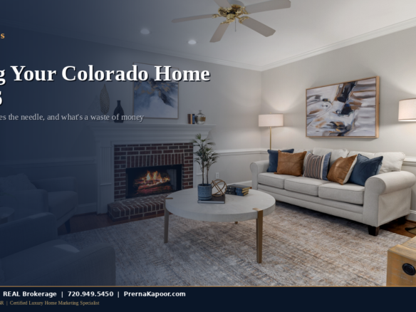 Modern living room home staging for Colorado sellers in 2026