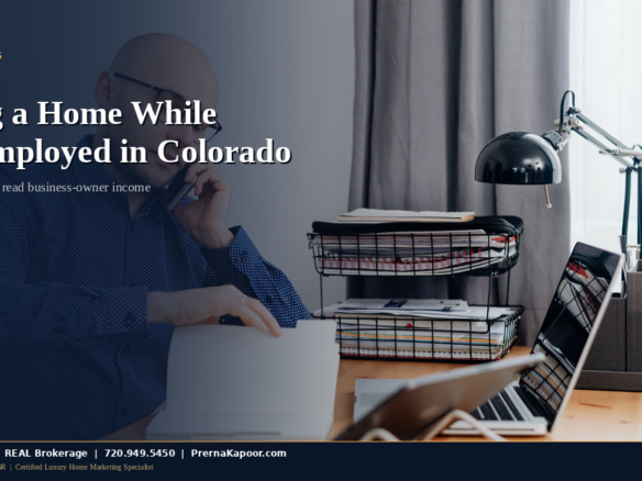 Self-employed professional working in a home office reviewing mortgage paperwork in Colorado