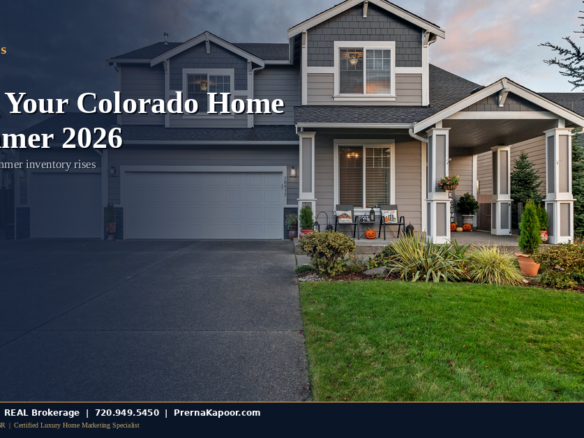 Two-story Colorado home with a manicured green lawn and summer curb appeal