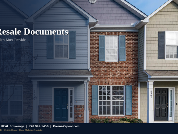 A townhome in a Colorado HOA community representing resale certificate and disclosure requirements for sellers