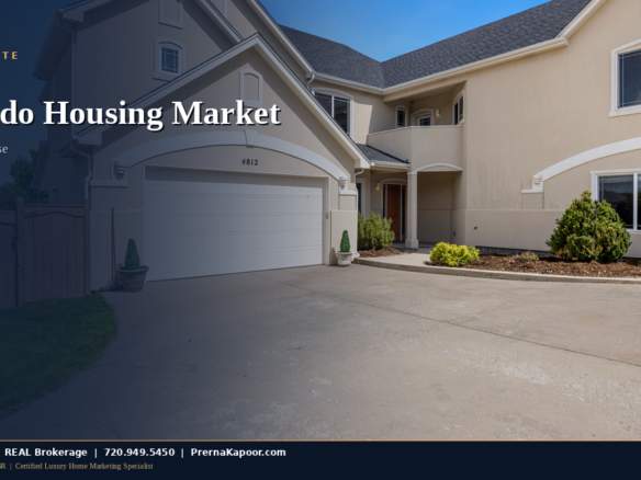 A for-sale sign in front of a well-maintained South Denver suburb home representing the July 2026 Colorado housing market