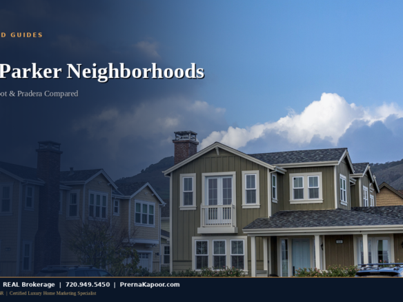 New construction homes with fresh landscaping in a Parker, Colorado neighborhood