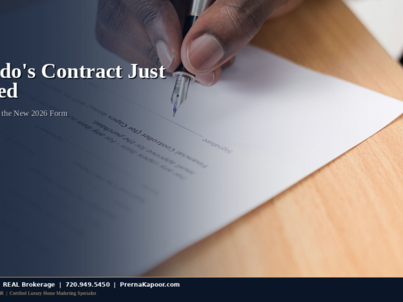 Pen resting on a signed real estate contract representing Colorado's new mandatory 2026 form