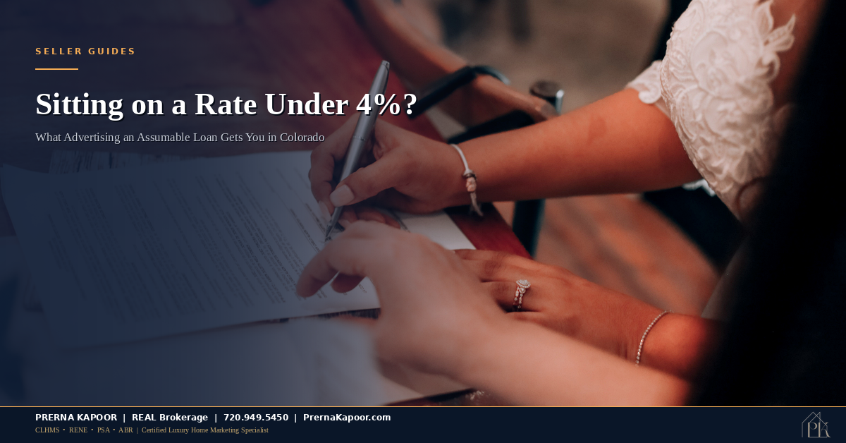 Colorado homeowner reviewing mortgage paperwork at a kitchen table, representing a seller weighing whether to advertise an assumable FHA or VA loan