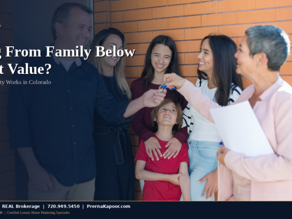 Family handing over house keys, representing a gift of equity home sale between relatives in Colorado