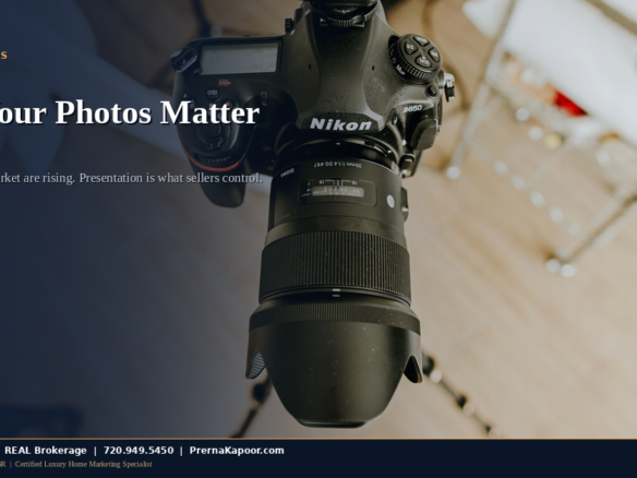 Real estate photographer setting up camera equipment to photograph a Colorado home listing