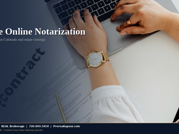 Laptop displaying a live video notary signing session, representing remote online notarization for a Colorado real estate closing